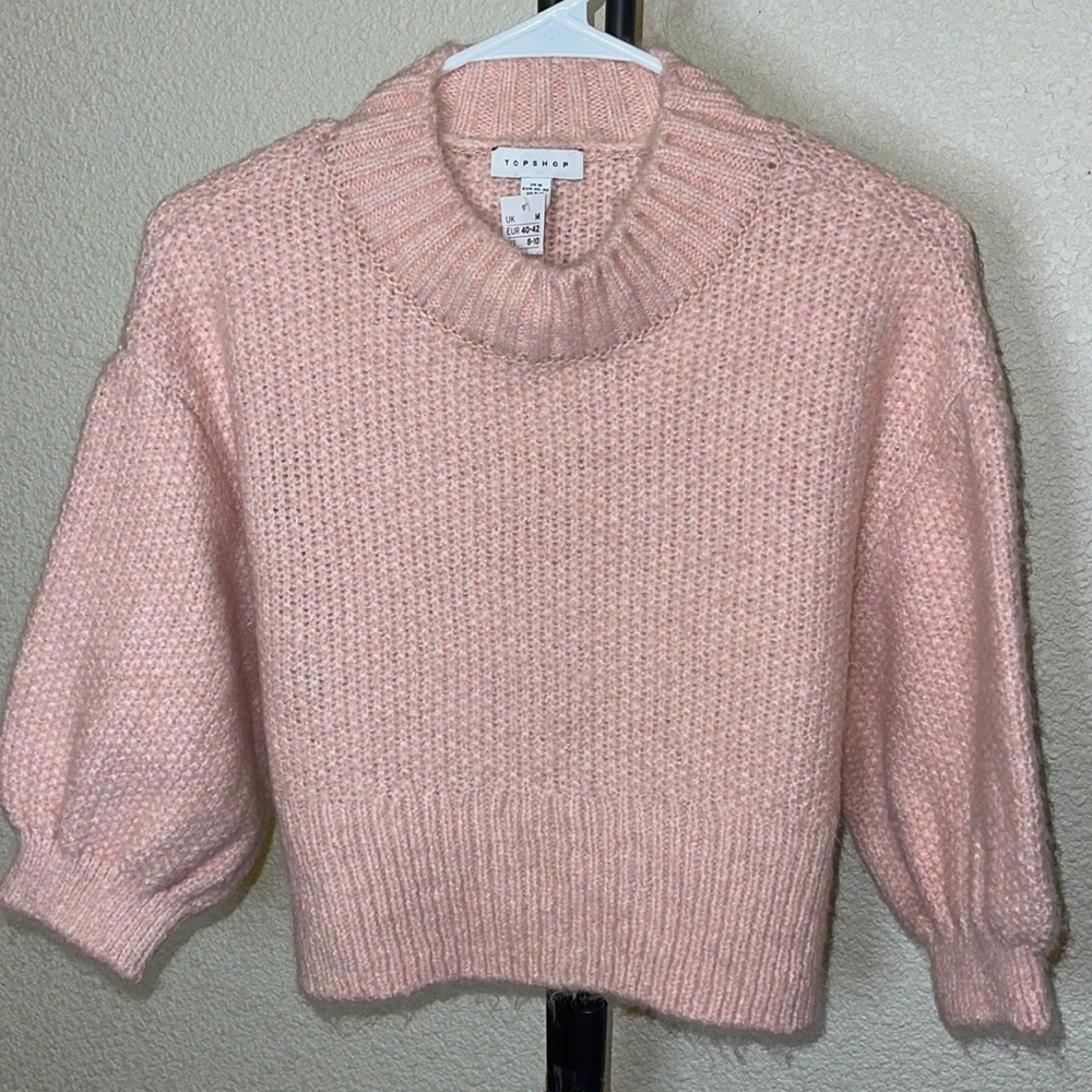 NWT TOPSHOP CROPPED SWEATER PINK SIZE8-10